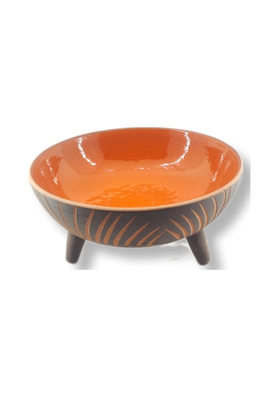 Dekoratif Ayaklı Kase 25cm Turuncu
