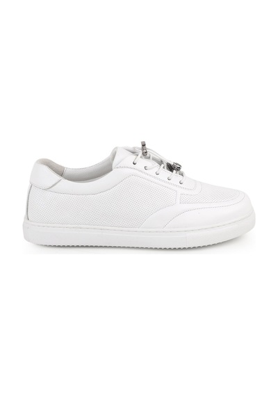 Libero L086.901 Hakiki Deri Baskılı Kauçuk Taban Aksesuarlı Kadın Sneaker Beyaz