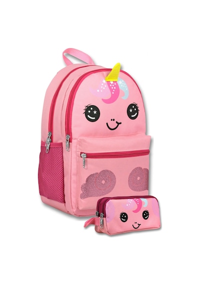 Ümit Çanta Pembe Kız Çocuk Sevimli Unicorn Desenli İlkokul Çantası Ve Kalemlik Seti - Setumt6042c