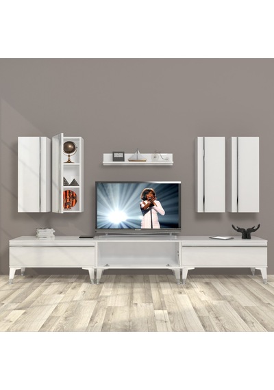 Decoraktiv Eko 8d Mdf Silver Tv Ünitesi Tv Sehpası - Parlak Beyaz