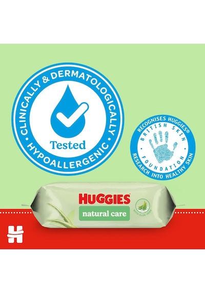 Huggies Baby Wipes 48s Natural Care Aloe Vera ve E Vitamini İçeren Islak Mendil Tekli