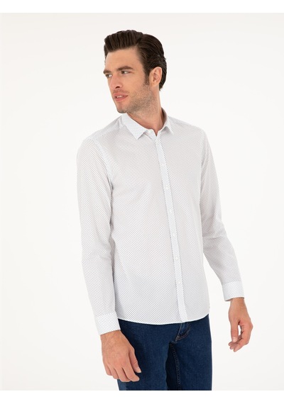 Cacharel Lacivert Slim Fit Uzun Kollu Gömlek
