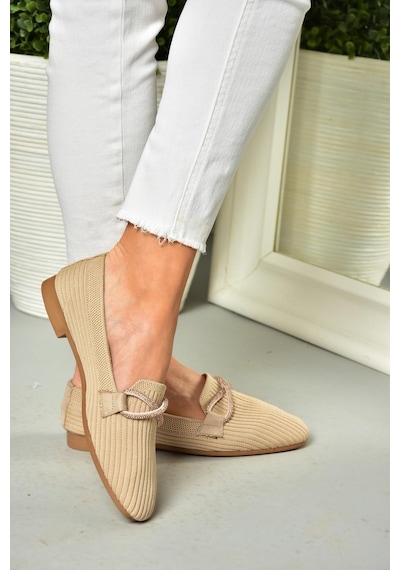 Fox Shoes S250410204 Ten Triko Kumaş Kadın Babet Ten Rengi