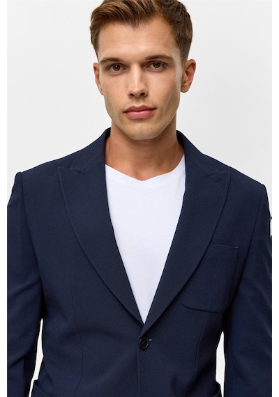 Süvari Lacivert Slim Desenli Sivri Yaka 6 Drop Takım Elbise-38834 Lacivert