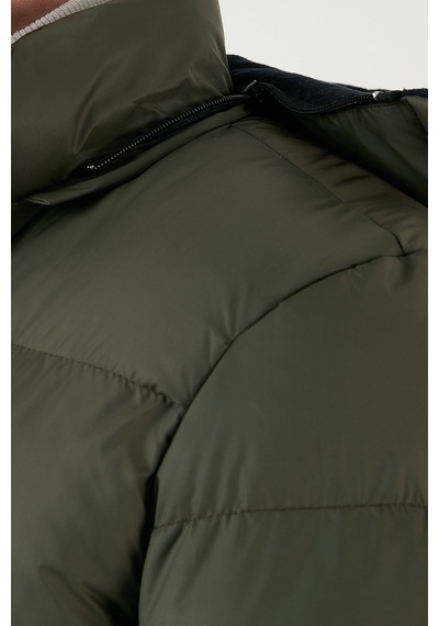 Buratti Slim Fit Suya Ve Rüzgara Dayanıklı Çıkarılabilir Kapüşonlu Şişme Erkek Mont 649009 Haki