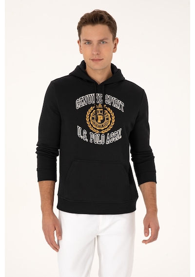U.S. Polo Assn. Erkek Regular Fit Kapüşonlu Şardonlu Siyah Sweatshirt 50308999-VR046