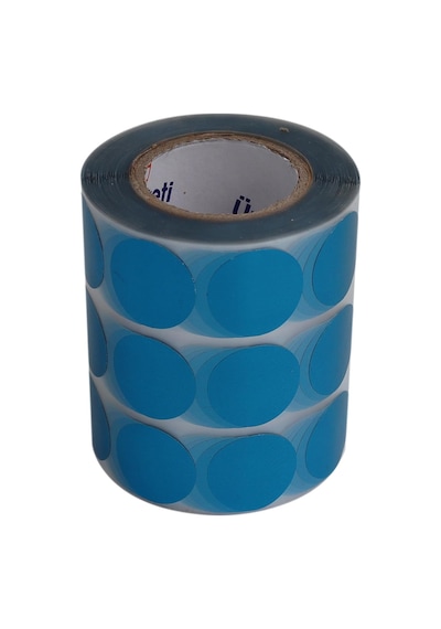 Metalize Kuşe Etiket 25mm X 25mm Ruloda 2500 Adet, Ev Ve Ofis Kullanımı İçin Kendinden Yapışan Etiket Ve Metalize Mavi 0