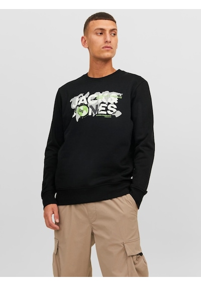 Jack & Jones Jack&jones Dust Erkek Siyah Bisiklet Yaka Sweatshirt 12240211-BLK Siyah