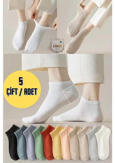 Kral Socks Kadın Bambu Patik Çorap 5 Çift Dikişsiz Parfümlü Kısa Çorap Asorti