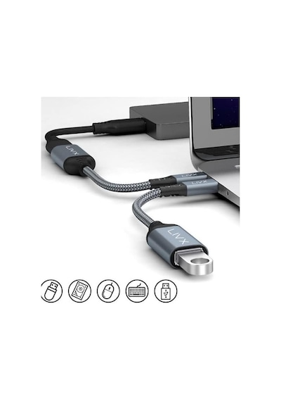 Usb 3.0 To Type-c Çevirici Dönüştürücü 60w Hızlı Şarj Desteği 15 Cm Kablolu Otg Adaptör Samsung Huawei Xiaomi Macbook İle Uyumlu Gri Ottca-01