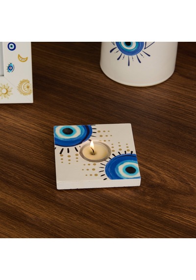 Deco Totemic Tealight Mum Ve Mumluk - Renkli - 10x10 Cm