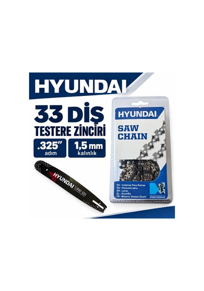Hyundai Turbo 600 Uyumlu Kılavuz Ve Zincir Seti .325 1,5 Mm 33 Diş