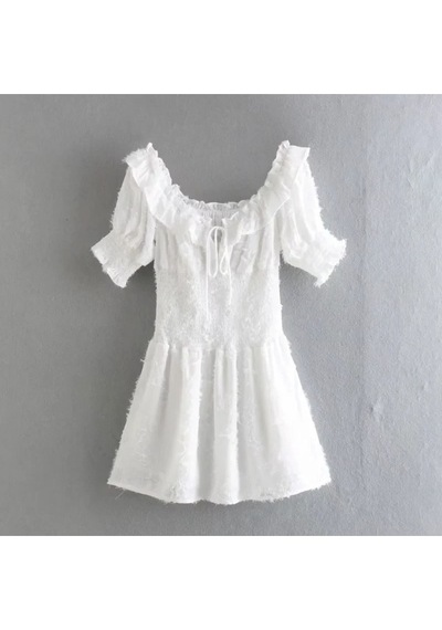 Fashion Cocktail Puff Kollu Tüylü Belden Lastikli Göğüs Bağlamalı Yazlık Doğal Bohem Şirin Yazlık Elbise Beyaz Fashion Cocktail Puff Kollu Tüylü Belden Lastikli Göğüs Bağlamalı Yazlık Doğal Bohem Şirin Yazlık Elbise Beyaz
