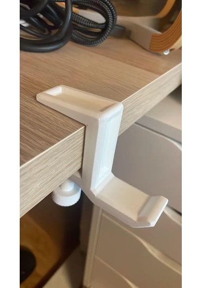 Ayarlanabilir Sıkıştırmalı Masaüstü Kulaklık Tutucu Stand Beyaz