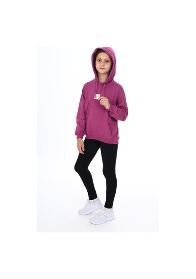 Toontoy Kids Toontoy Kız Çocuk 2'li Takım Baskılı Kapüşonlu Düşük Omuz Cepli Sweatshirt & Basic Düz Tayt Mürdüm Toontoy Kids Toontoy Kız Çocuk 2'li Takım Baskılı Kapüşonlu Düşük Omuz Cepli Sweatshirt & Basic Düz Tayt Mürdüm