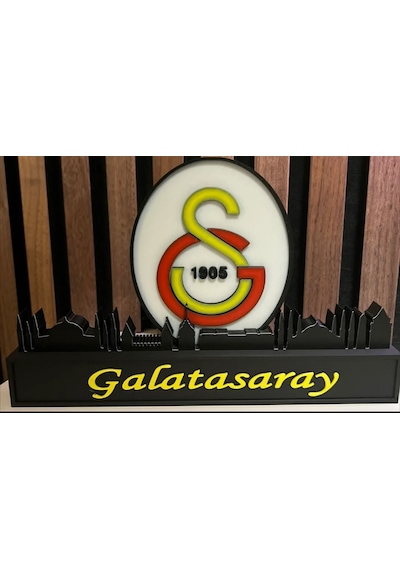 Galatasaray Sk İstanbul Silüetli Masaüstü Standı - 3d Baskı Büyük Boy Dekoratif Taraftar Biblosu