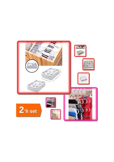 12 Bölmeli İç Çamaşırı Kravat Çorap Çekmece Düzenleyici + Pantolon Askısı 5 Katlı - 2li Set W9g4r0 Belirtilmemiş