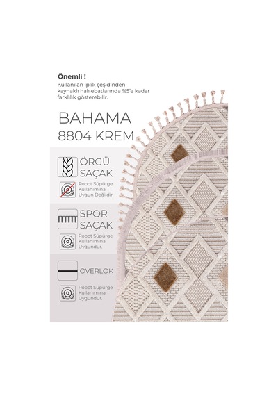 Enti Bonn 8804 Gri Oval Iskandinav Halı Salon Halısı Kesme Halı Yolluk Krem
