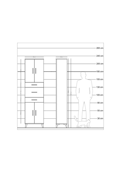 Arges Dolap 3 Raflı 3 Çekmeceli 4 Kapaklı 60x30x221 Aytaşı-aytaşı Aytası
