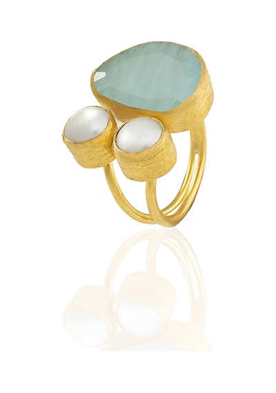 Kadir Jewellery 22 Ayar Altın Kaplama Kadın Zirkon Taşlı Yüzük-el İşçiliği Ve Özel Tasarım Gri