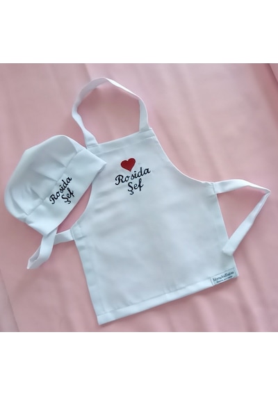 Moms And Babies Çocuk Mutfak Ve Etkinlik Önlüğü Su Tutmaz Kumaş Isme Özel 1 - 12 Yaş Beyaz