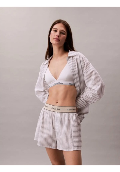 Calvin Klein Logo Super Poplın Sh, Zew Beyaz Kadın Şort