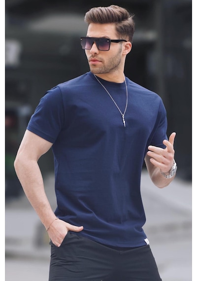 Madmext Lacivert Regular Fit Basic Erkek Tişört 6131 Lacivert