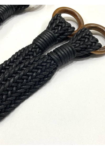 Karan Tuhafiye Örgü Model Çanta Sapı / Deri Görünümlü Sap / 45 Cm / - Siyah Siyah