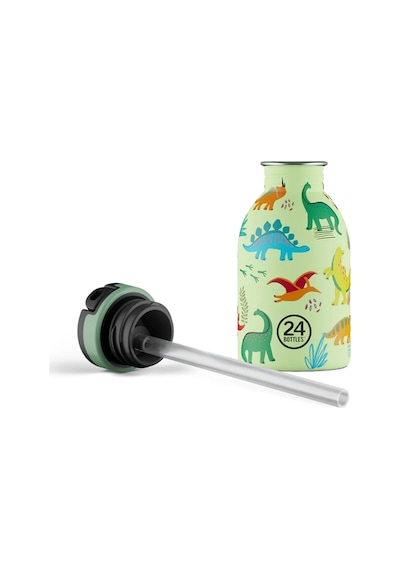 Kids Bottle Jurassic Friends Pipetli Paslanmaz Çelik Çocuk Su Matarası 250 Ml Yeşil