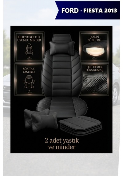 Fiesta 2013 Uyumlu Premium Lüks Siyah Renk 2 Adet Minder Ve Yastık