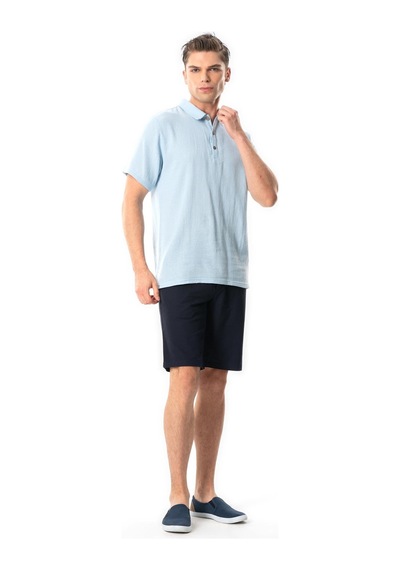 Violet Kısa Kol Foça Düğmeli Erkek Yazlık Tshirt Buz Mavi Bmv Buz Mavi