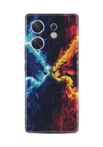 Infınıx Zero 30 4g Kılıf Silikon Desen Özel Seri Red Blue Leon 1714