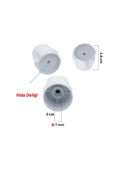 Vidalı 7 Mm - 5 Adet Radyatör Vanası Başlığı - Geniş Tip Petek Vana Kapağı - Petek Musluk Kafası