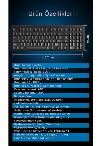 Ak980 Max He Manyetik Switch Klavye- 128k Tarama Hızı-0.125 Ms Ultra Düşük Gecikme-8000 Hz