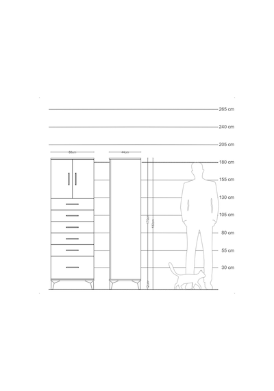 Hyperion Dolap Tek Raflı 6 Çekmeceli 2 Kapaklı 88x44x182 Antr... Antrasit