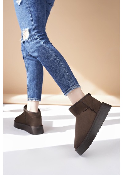Nesilshoes Nesil Shoes Ypr 8391 Kahve Süet İçi Kürklü Su İtici Kadın Bot Kahve Nubuk