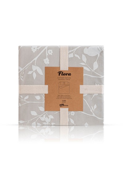 İşbir Yatak Flora 60 Tel %100 Pamuklu Çift Kişilik Nevresim Takımı Krem