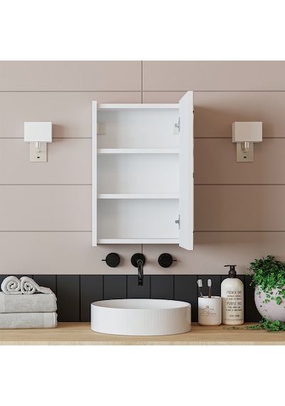 Roomart Kulpsuz Tek Kapaklı Mat Beyaz 40 Cm Mini Aynalı Banyo Üst Mat Beyaz Roomart Kulpsuz Tek Kapaklı Mat Beyaz 40 Cm Mini Aynalı Banyo Üst Mat Beyaz