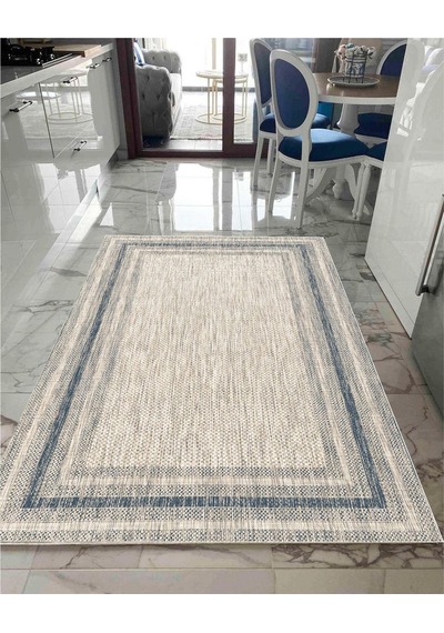 Yıkanabilir Kaymaz Taban Salon Halısı Mutfak Halısı Koridor Halı Gri - Mavi