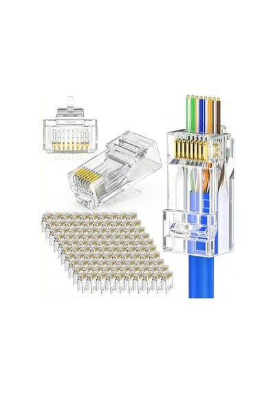 Delikli Konnektör, Cat5/cat6 Uyumlu 100 Adet İle Yüksek Bağlantı Kalitesi
