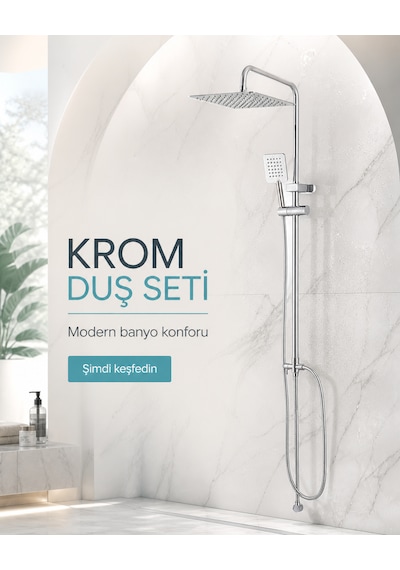 Fleko Vektör Krom Rain Robot Duş Seti