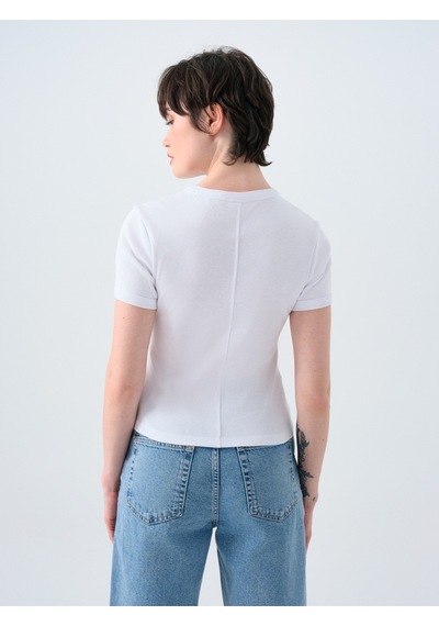 Fitted Kadın Tshirt K.kol Beyaz
