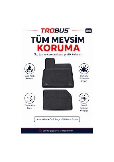 Trobus Opel Combo Panelvan 2019+ Benzinli 2d Havuzlu Paspas 2 Parça