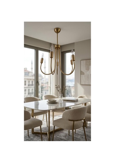 Aurelia 5'li Eskitme Metal Avize Modern Klasik Metal Avize Şık Salon & Oturma Odası Aydınlatma