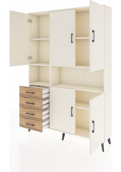 Arges Dolap 7 Raflı 4 Çekmeceli 5 Kapaklı 132x30x195 Aytaşı-aytaşı/çam Aytası/atlas Çam