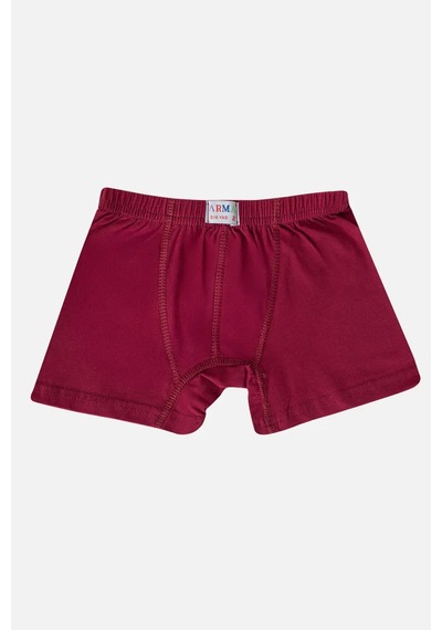 Astrid T Özel Seri Renkli İç Giyim Tekstil Erkek Çocuk Düz Pamuklu Likralı Bordo Boxer 6'lı Paket