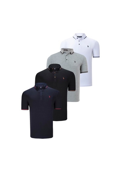 Dörtlü Set T8586 Dewberry Erkek T-shırt-siyah-beyaz-lacivert-gri