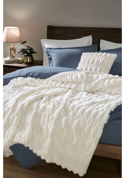 Linens Latrell Çift Kişilik Battaniye Ekru