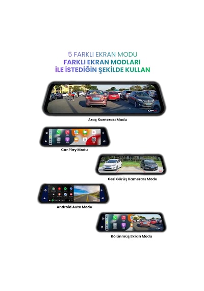 10" Dokunmatik 4k Android Auto Car Play / Wi-fi / Bt Tf Kartlı Çift Lens Araç Kamerası