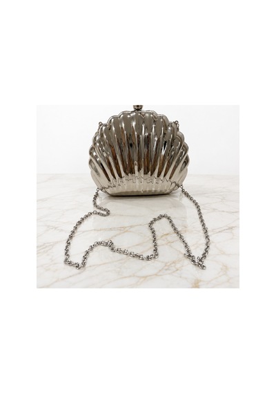 Aylesh Marina Premium Gümüş Deniz Kabuğu Clutch Çanta Gümüş Gümüş